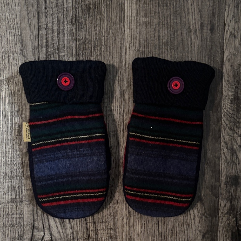 Northland Woolens Mittens - Navy Blue with Stripes  - One Size